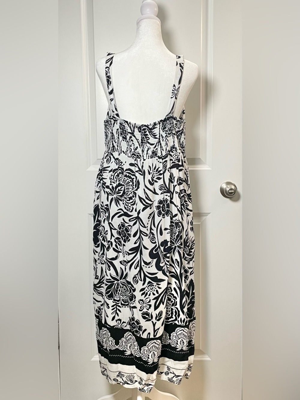 Knox Rose Boho Floral Midi Dress Black White Summer Beach Women’s L - Picture 5 of 16